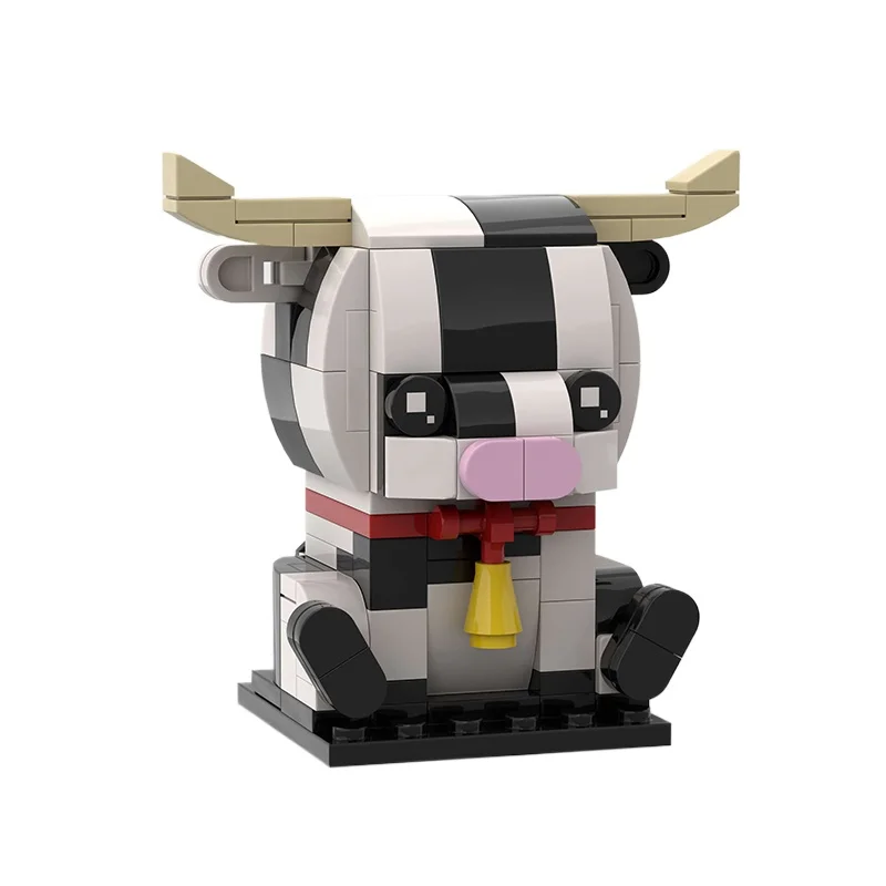

MOC Dairy Cow Brickheadz - Cute DIY Building Set, Desktop Decor & Kids Gift
