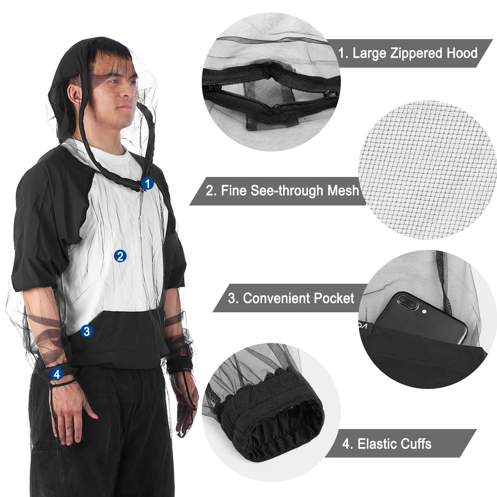 سترة Lixada قابلة للتنفس مع غطاء محرك السيارة