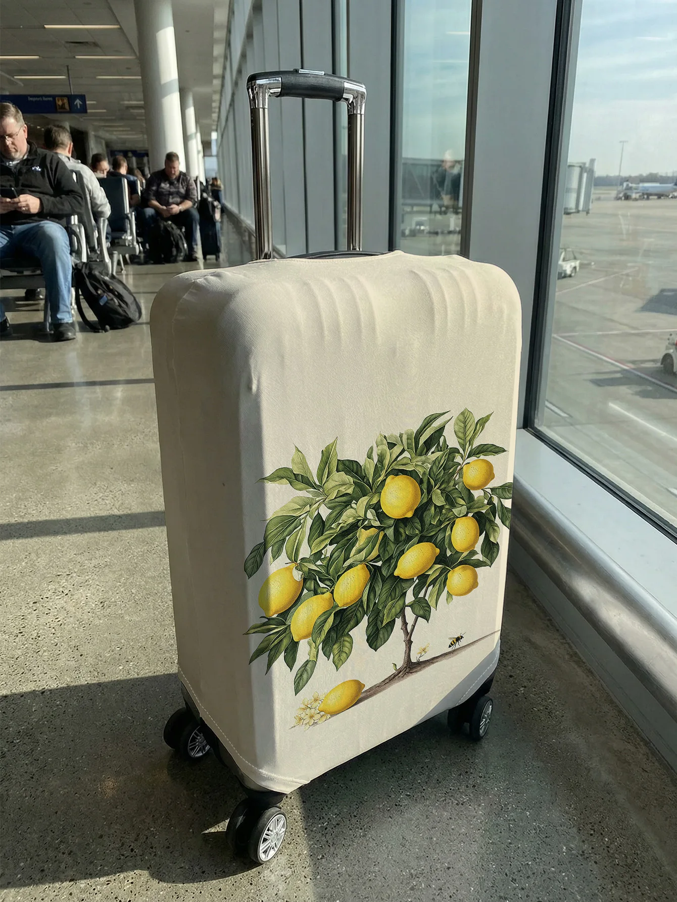 Vintage Lemon Tree Botanical Illustration Luggage Cover, Suitable for 18-32 Inch Luggage Cover, Luggage Handle Glove, Travel Acc