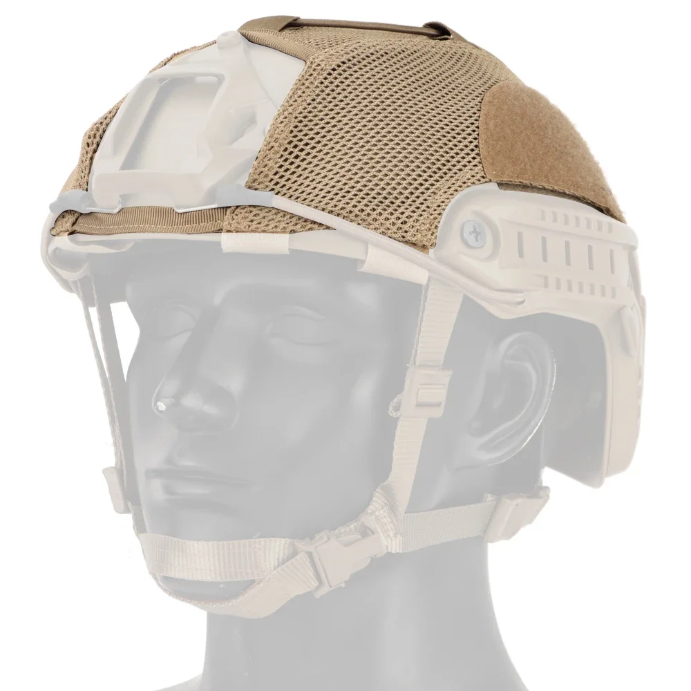 Wosport Tactical FAST Helmet Cover Nylon Mesh Elastic Cord Hook and Loop Patch Areas Rear Quick Buckle for Airsoft Outdoor Use