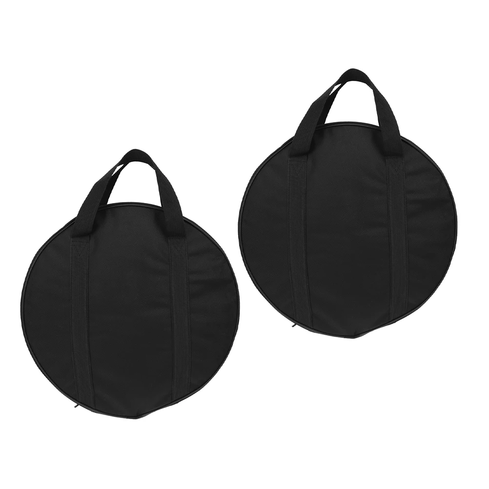 

2 Pcs Gong Bag Drum Cymbal Bags Instrument Pad and Drawstring Waterproof Black Carrying Case