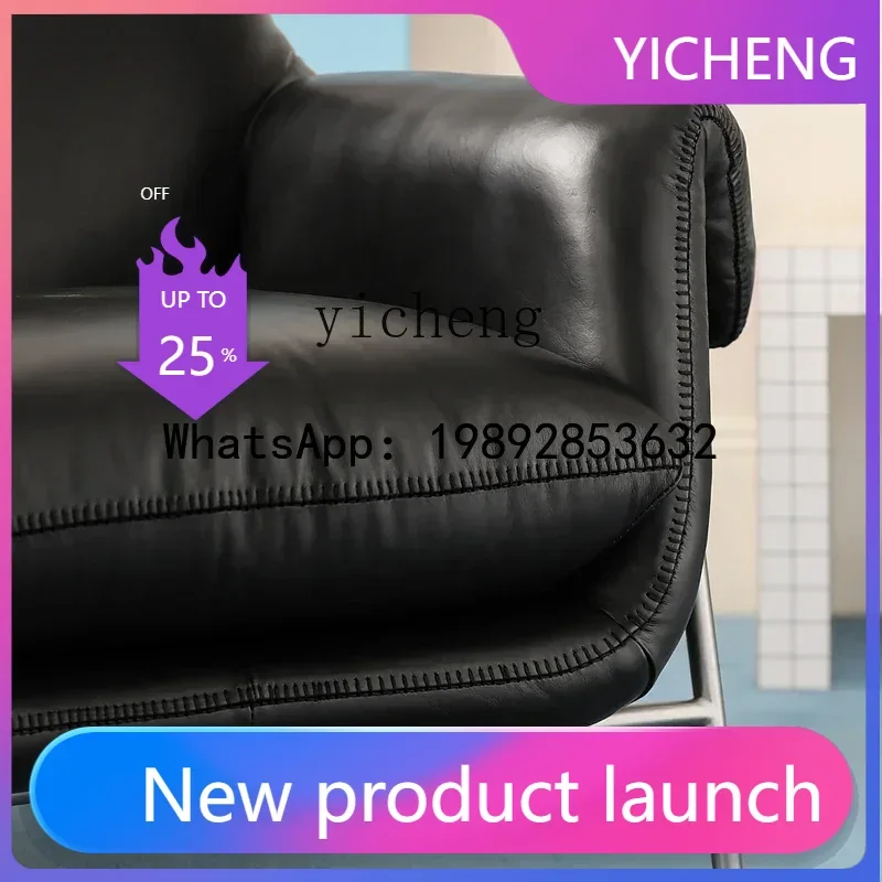 

XL Nordic expression medieval retro full leather stainless steel single sofa leisure chair