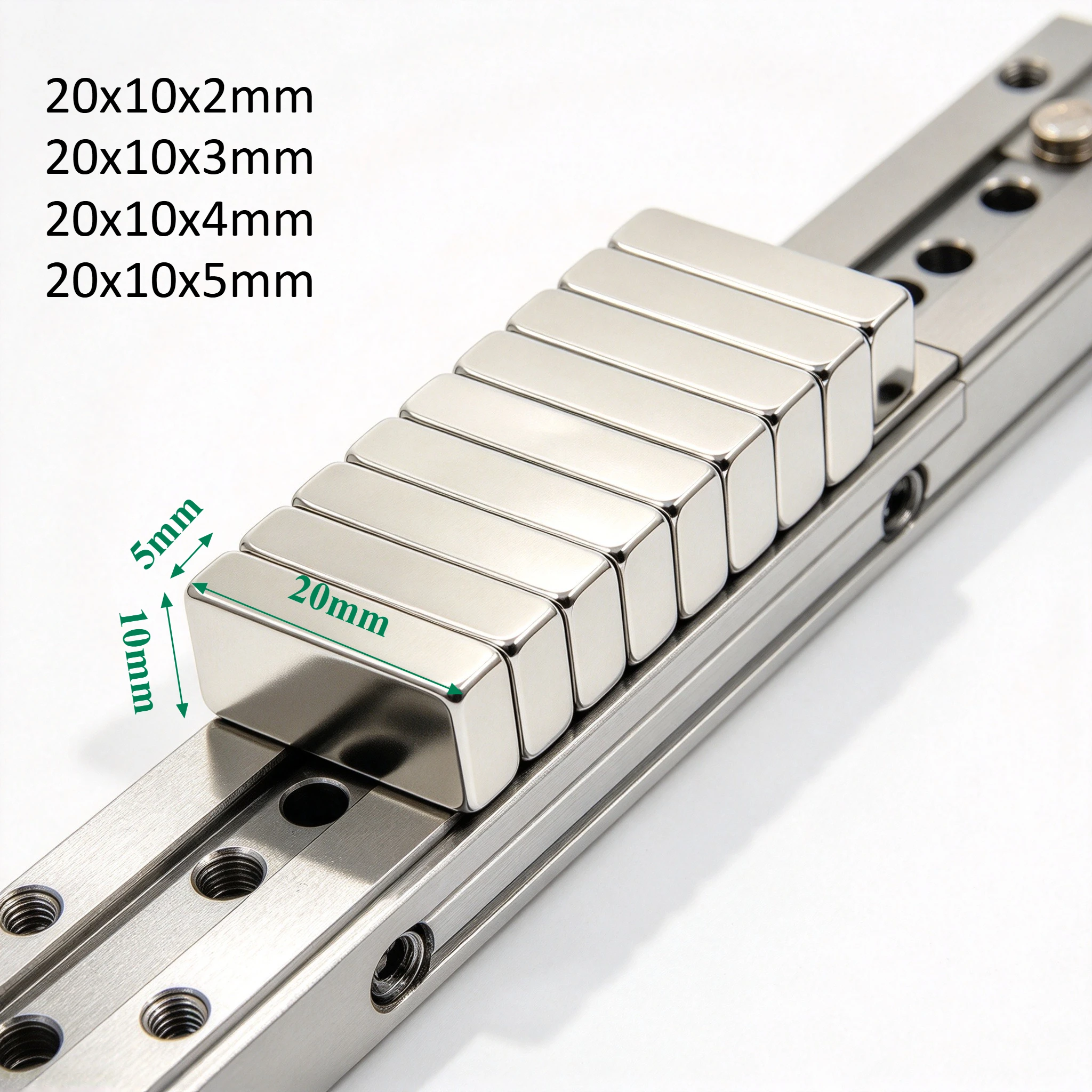 20x10x2mm  20x10x3mm 20x10x4mm 20x10x5mm N35 Neodymium Block Magnet Rare Earth NdFeB Strong Magnet for Hobby DIY