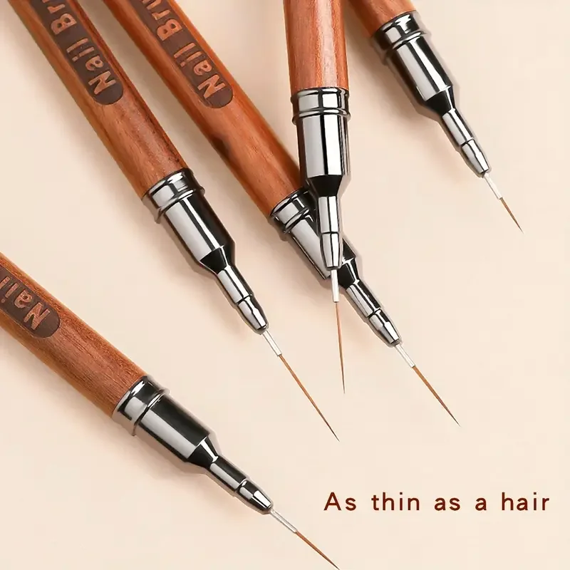 5 قطع من فرشاة الأظافر ذات المقبض الخشبي، فرشاة رسم مدببة دقيقة مناسبة للرسم المصغر، لوحة زيتية بألوان مائية من الأكريليك