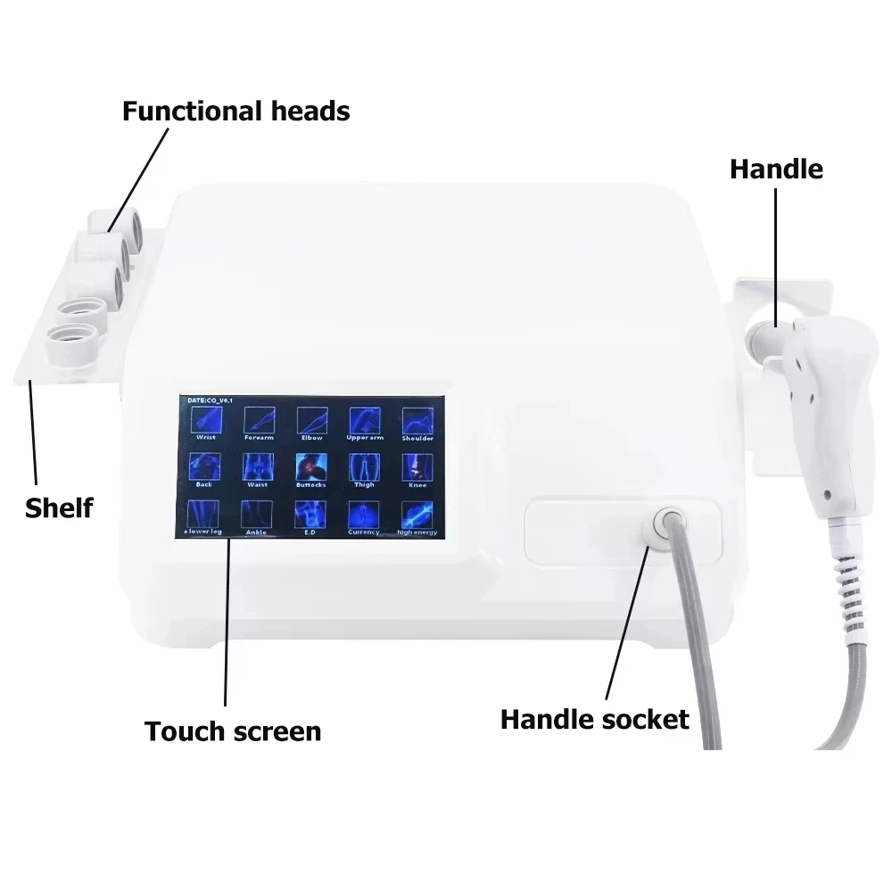 12bar Radial New Shock Wave Therapy ED Treatment Pain-Point Soft Tissue Shoulder Massager Pneumatic Shockwave Machine.W1