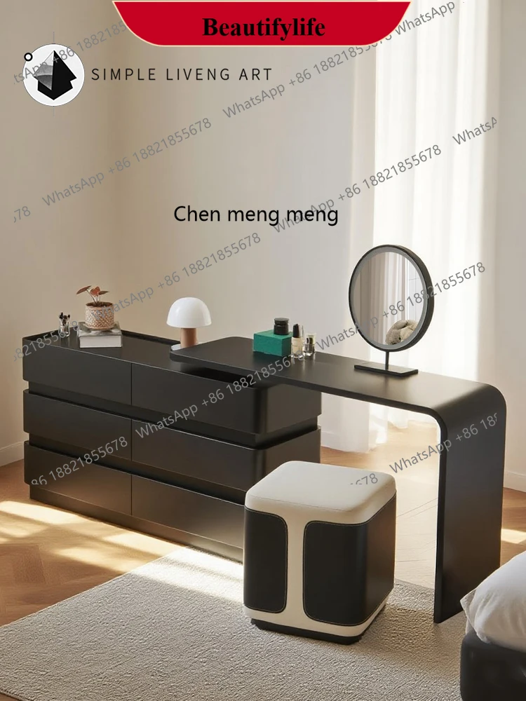 E153 Solid wood dresser chest integrated bedroom modern simple makeup table corner end of bed storage cabinet