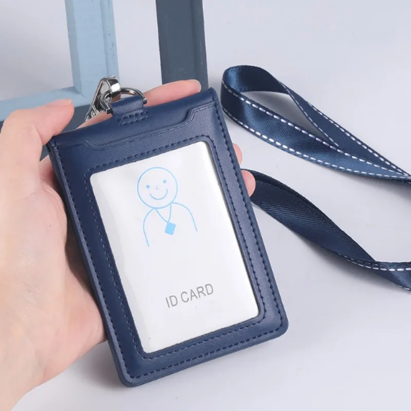 

Premium Cow Leather Double Card Holders Business ID Cases Holder Badge Case Clear Bank Credit Card Clip Luggage Tags Accessories