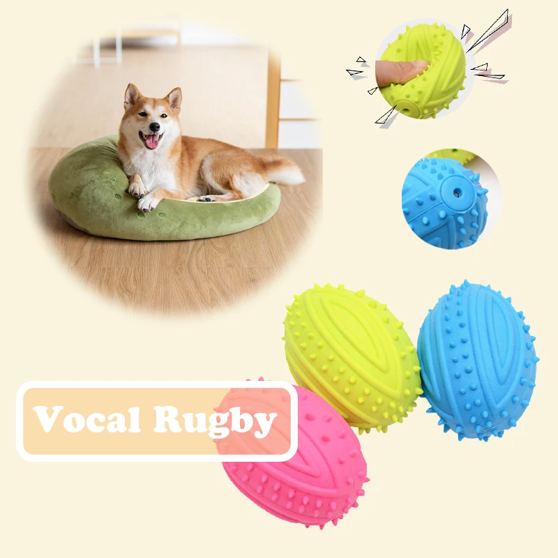 Rugby Small Dog Pet Toy Volleyball Football Dog Toy Cotton Filling Latex Press Sound Ball Pet Squeak Toy Sounding Pet Dog Toy