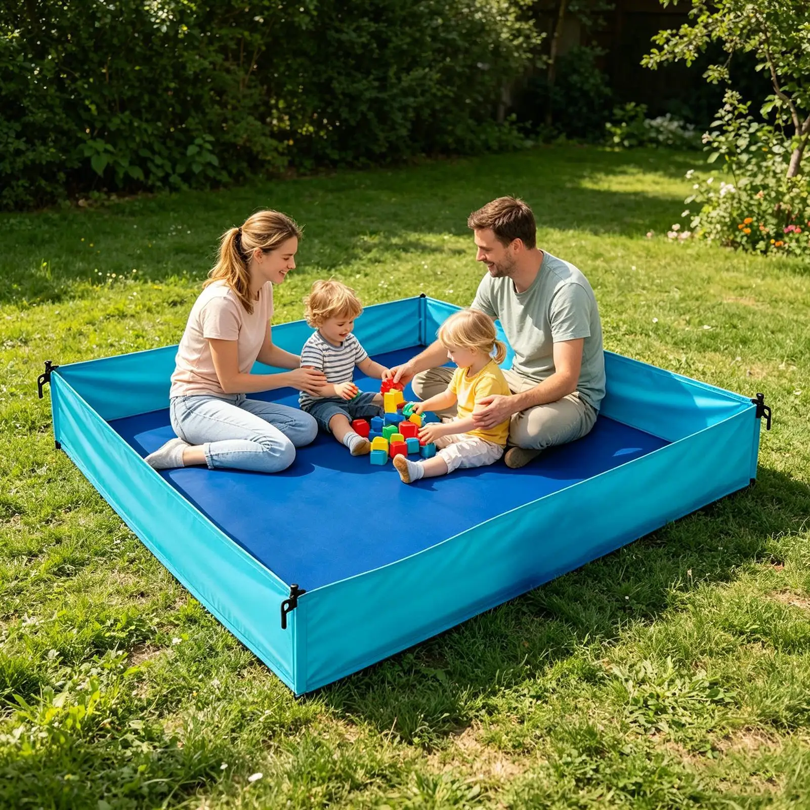

Waterproof Beach Blanket Foldable Windproof with 4 Stakes & 4 Sandbags Portable Outdoor Picnic Mat for Camping Travel Park Patio