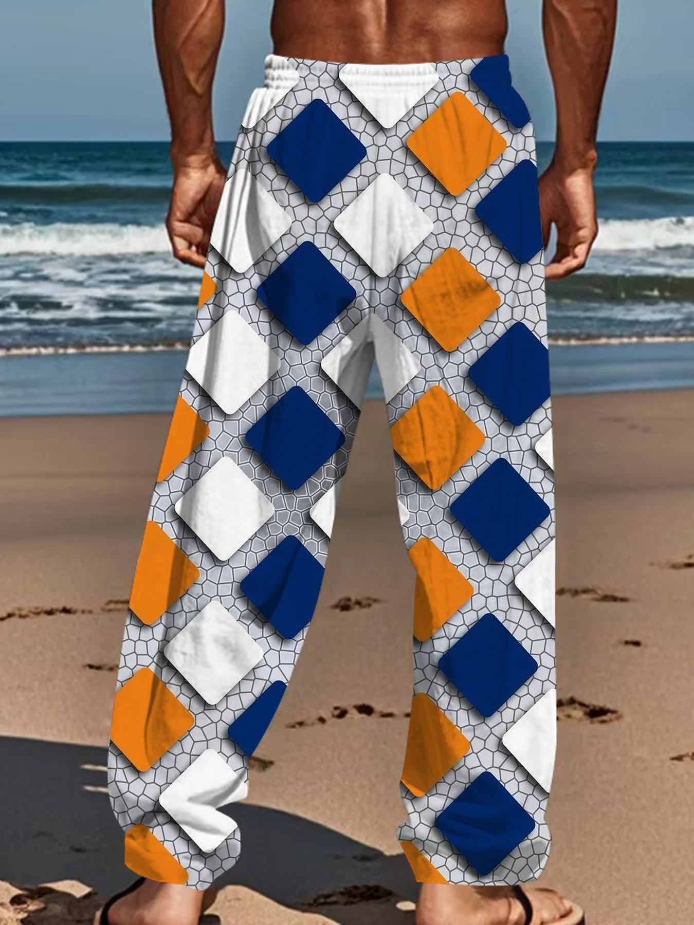 Neuheiten 3D-Optik-Kunstdruck Unisex Gerade Geschnittene Hose Lässige Weite Hose für Streetwear, Strandurlaub und Tägliche Ausflüge – Detail 4