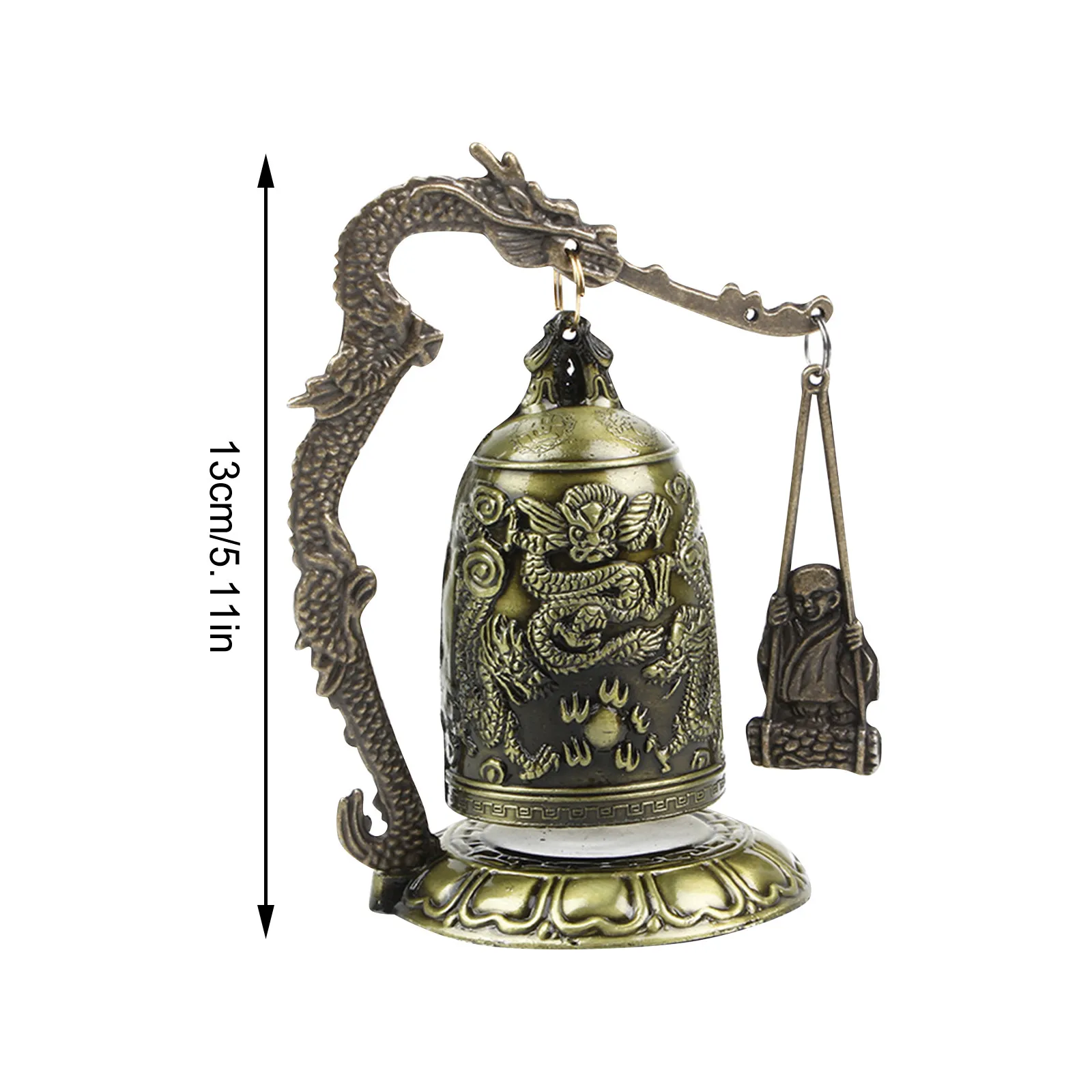 قفل التنين نحت بوذا الحظ جرس التنين جرس المذبح التنين بوذا جرس الديكور تمثال بوذي معبد البرونزية