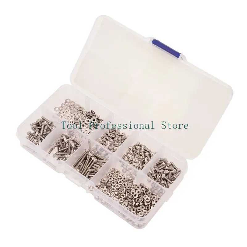 57QF مجموعة شاملة من البراغي والصواميل والغسالات، مجموعة غسالات لولبية فولاذية مريحة