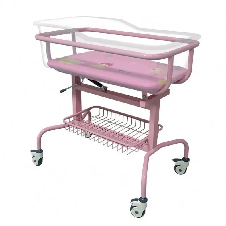 

Height Adjustable Stainless Steel Hospital Child Baby Bed Bassinet Cot