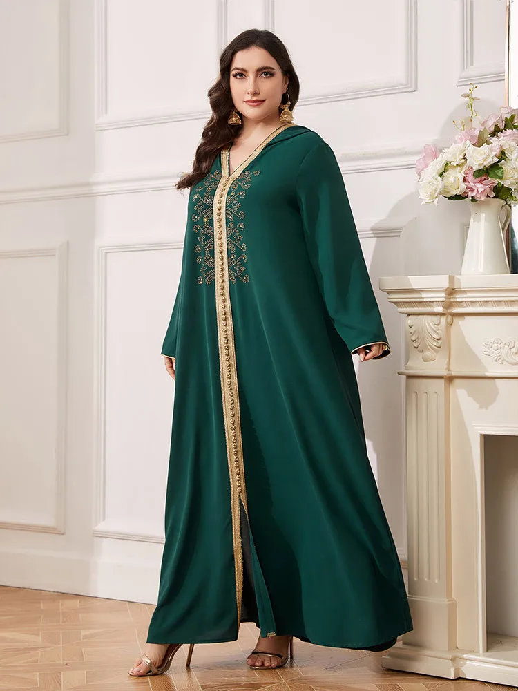 

Ramadan Eid Green Abaya Dubai Turkey Islam Hijab Muslim Dress Kaftan Robe Longue Femme Kebaya African Dresses for Women Caftan