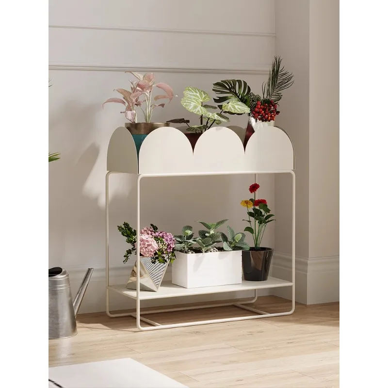 Creamy wind closed balcony flower stand 2024 new light luxury high-end flower shelf floor-to-ceiling succulent shelf