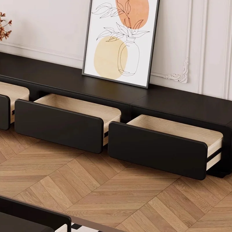 حامل تلفزيون فاخر وحديث من الخشب الصلب مع خزائن تخزين وأرفف لوحدة تحكم الوسائط التلفزيونية لأثاث غرفة المعيشة