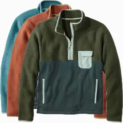 Men's Stand Collar Warm Loose Solid Color Hoodie Outdoor Multi-pocket Zipper Tactical Military Pullover Top