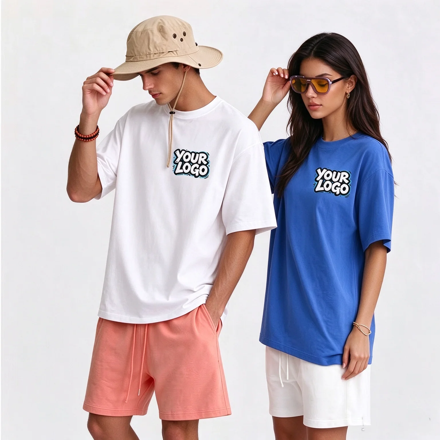 Custom Print Logo Summer 100% Cotton Unisex Short Sleeve T-shirt, Loose Crew Neck Tee, Trendy Basic Top for Street Daily Outfits