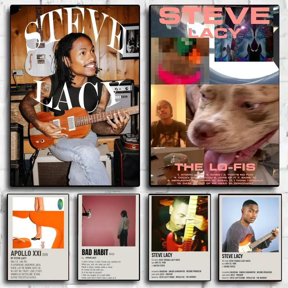 Singer Music Album S-Steve Lacy Poster Decorative Wall Art Sticker Mural Print for Bedroom Living Room Hallway Home Decor Gift