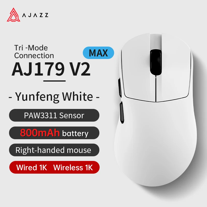 AJAZZ AJ179 PRO PAW3395 軽量有線ワイヤレスマウス、磁気充電ベース