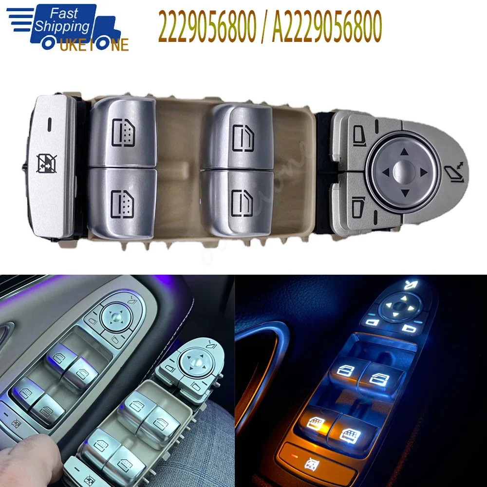 Car Accessories 2229056800 Front Electric Power Master Window Glass Control Lifter Switch Button for Mercedes-Benz C300 C400 C63