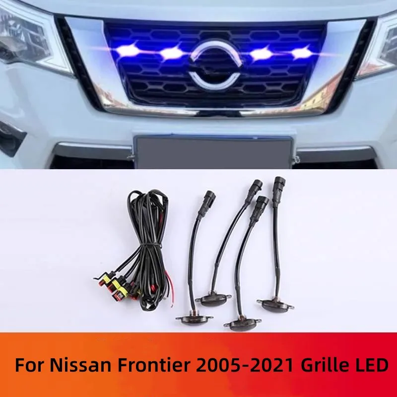 

4pcs NEW For Nissan Frontier 2005-2021 Grille LED Amber Light Raptor Grill Trim Cover car accessories