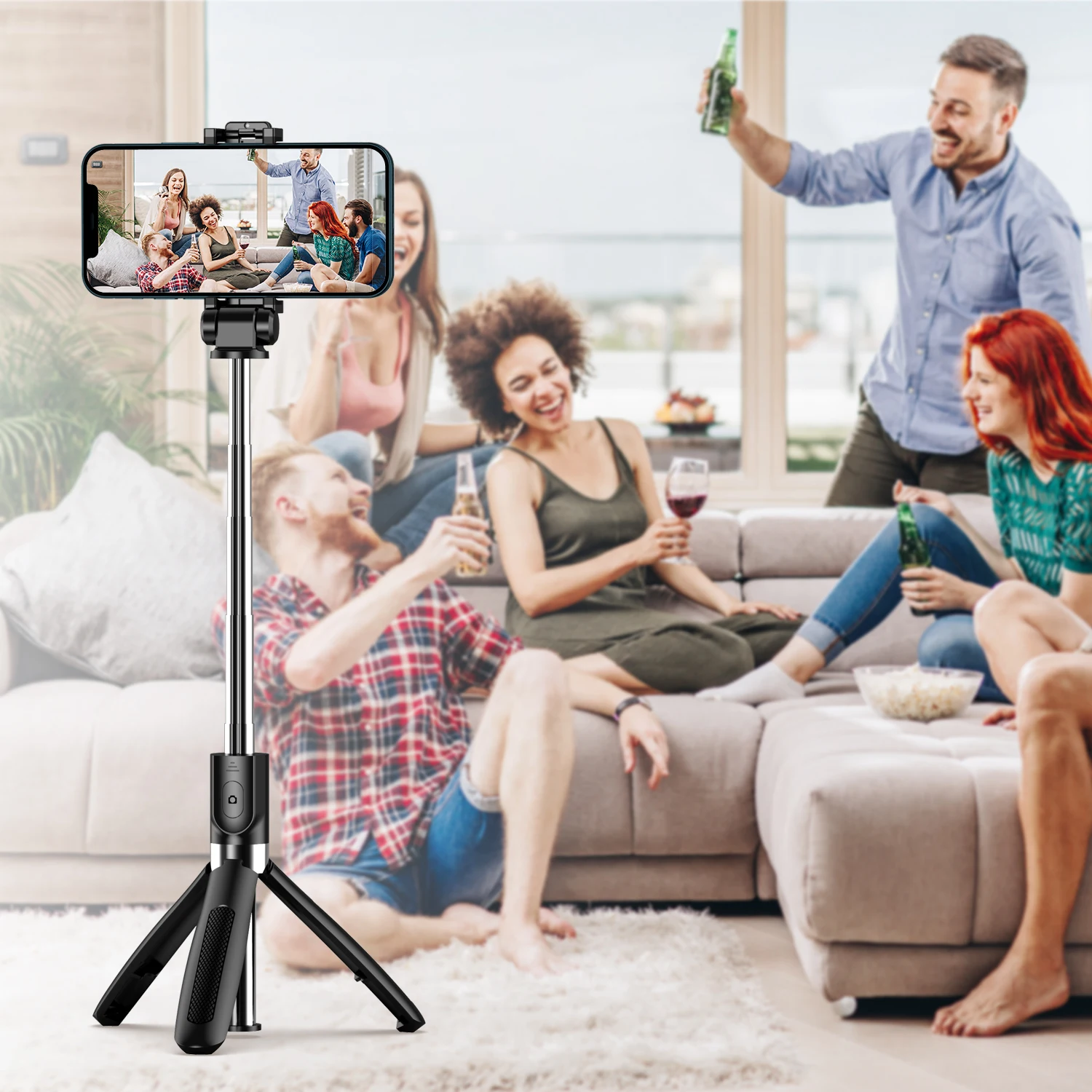 Selfieshow L01s Bluetooth Wireless Selfie Stick Mini Portable Tripod Plastic Alloy Cellphone Holder for Iphone Samsung Huawei