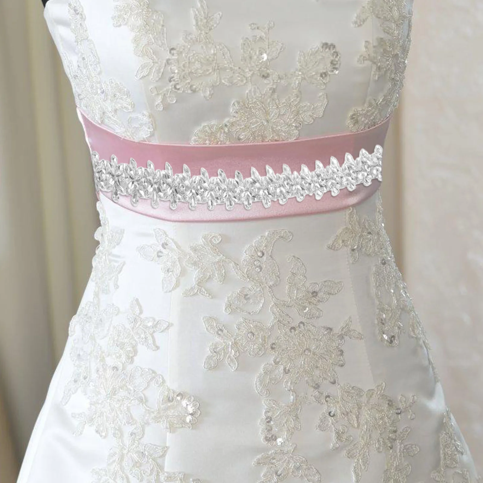 حزام خصر من حجر الراين لفستان الزفاف وشاح الزفاف سباركلي ثوب إكسسوار للمناسبات الرسمية أداء الرقص حزام بلينغ #6