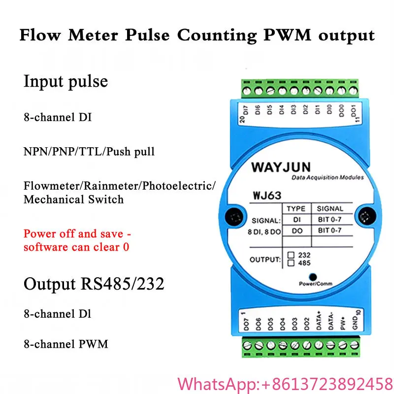 

8-Channel DI High-Speed Counter 8-Channel DO Supports PWM Output ModbusRTU Module Flowmeter