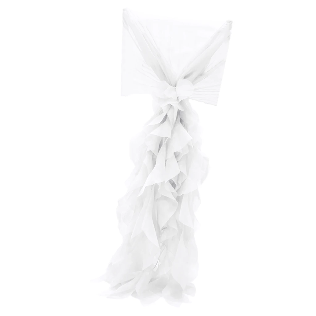 Milk Yarn Chiffon Chair Covers with Ruffle Decor for Wedding Reception Elegant Sashes for Chair Decoration