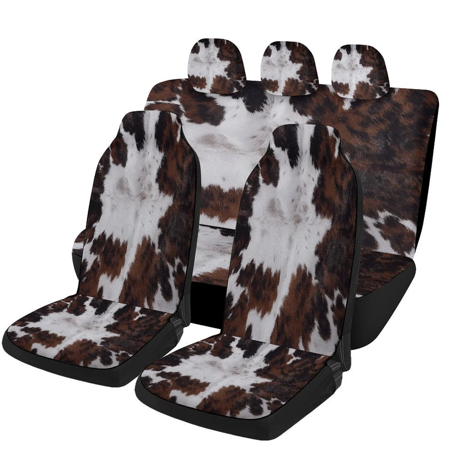 Set Of Car Seat Covers Featuring A Cow Pattern, Suitable For Various Vehicles. Stylish And Breathable, These Decorative Covers P