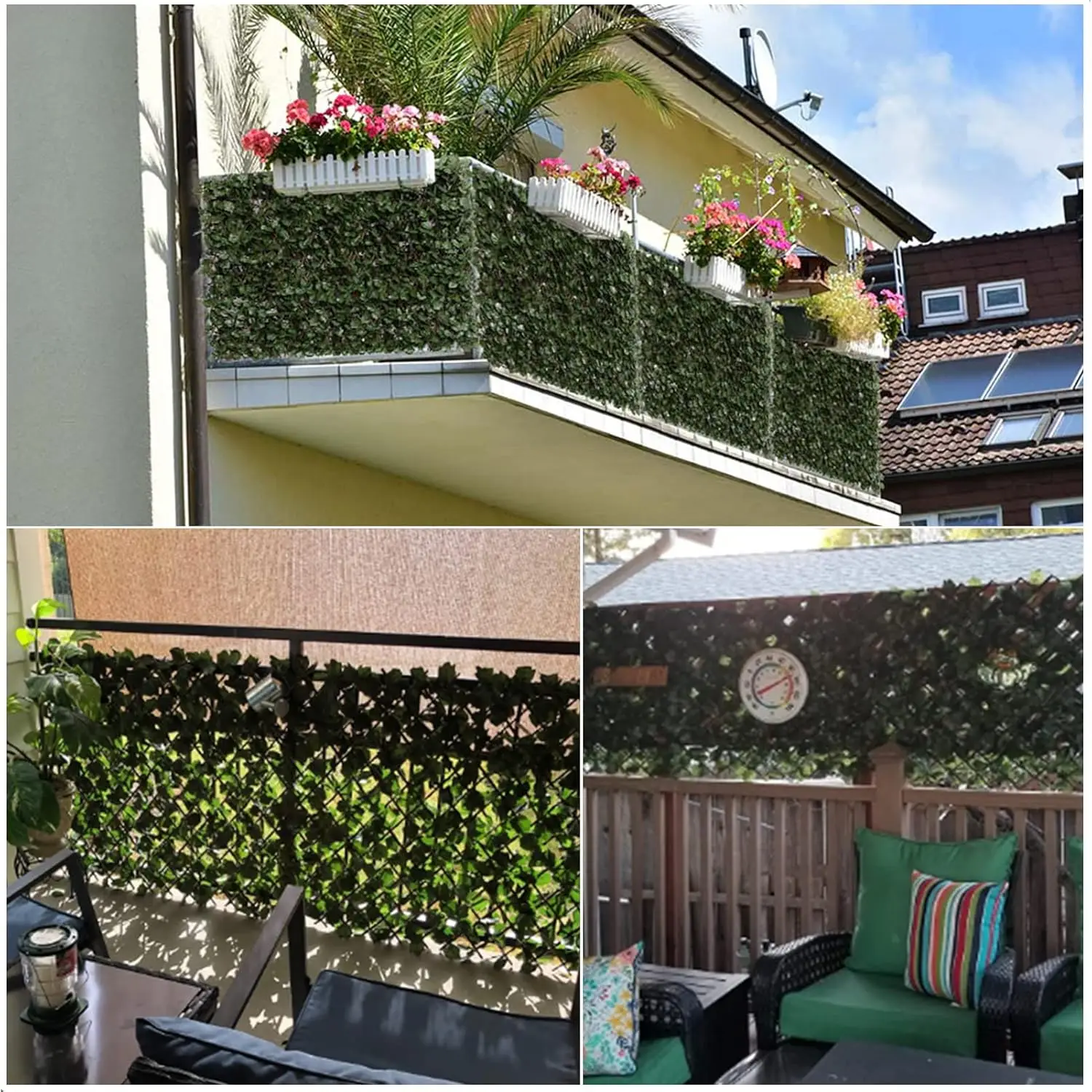 Expandable Fence Privacy Screen for Balcony Patio Outdoor(Double Sides Leaves), Faux Ivy Fencing Panel for Backdrop