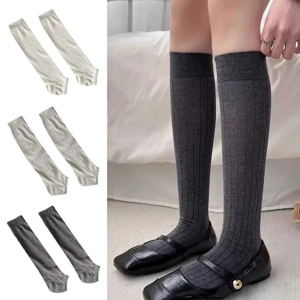 

Повседневные хлопковые носки с вертикальными полосками, высокие дышащие носки до середины икры, удобные женские повседневные носки, аксессуары для одежды