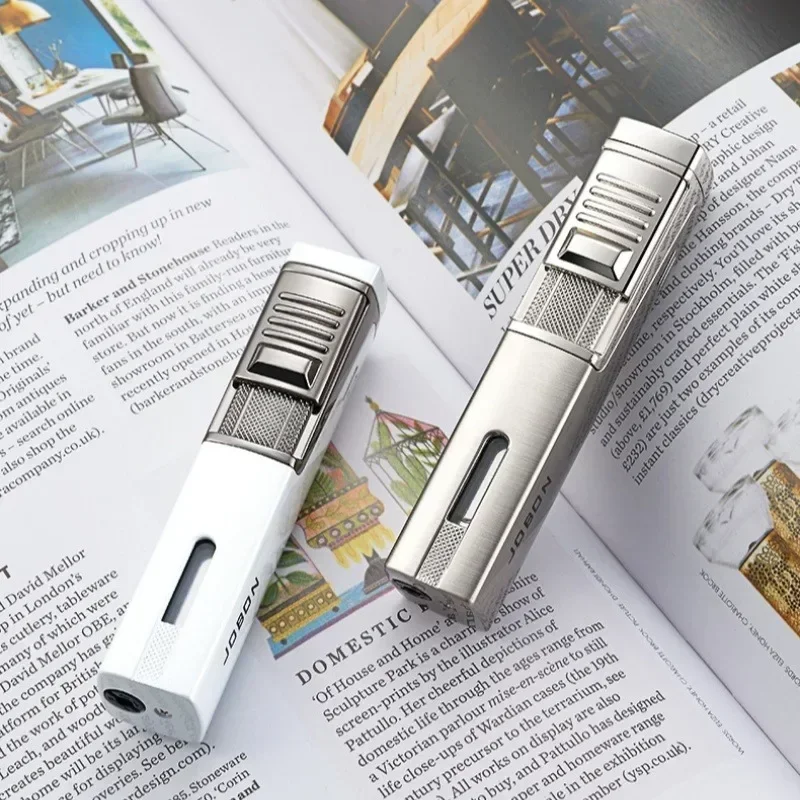 JOBON Metal Windproof Direct Blue Flame Butane Gas Torch Lighter Visible Gas Window Portable Cigar Lighters Smoking Gift For Men