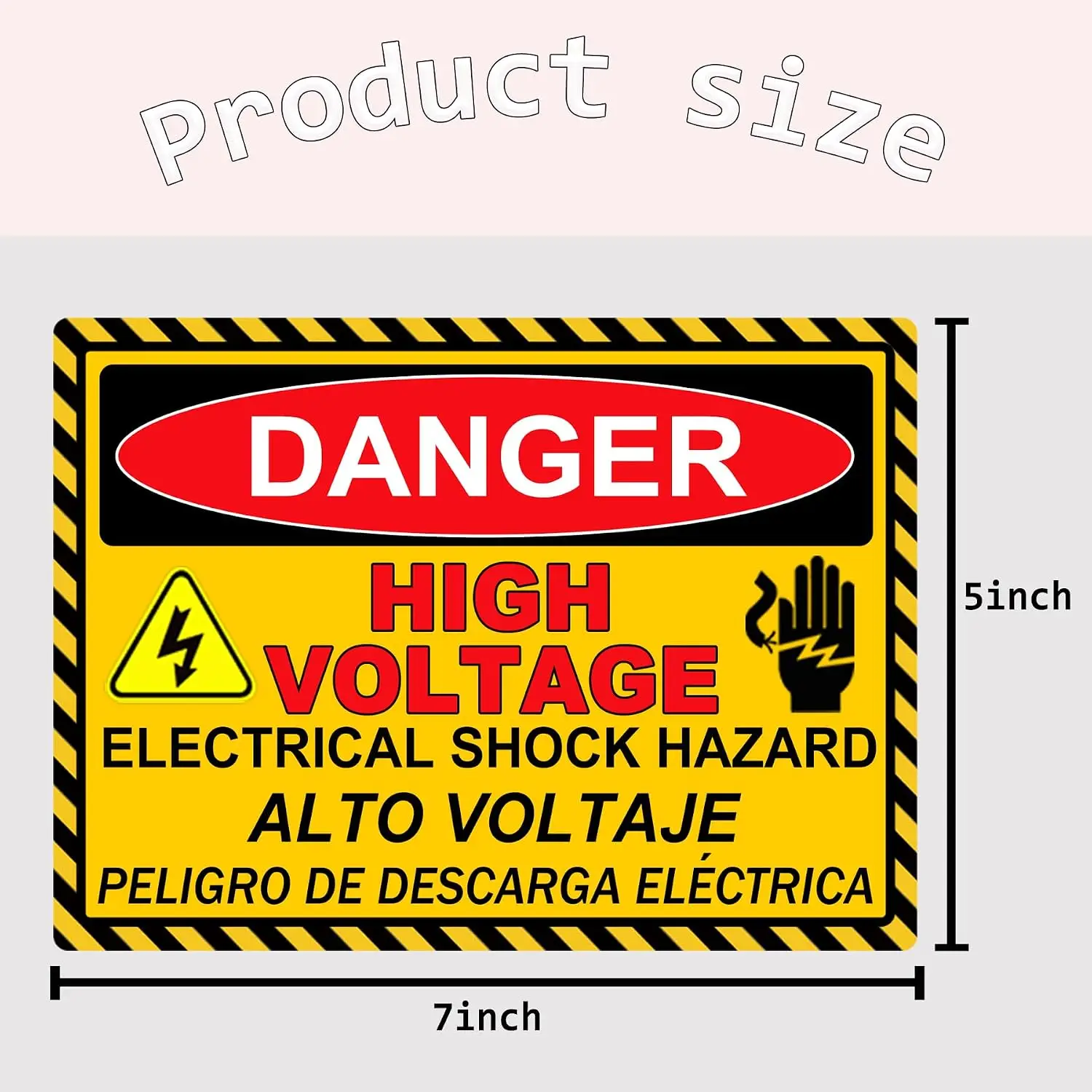 Shock Symbol English/Spanish Vinyl Labels for Electrical Panels Battery Cabinets Equipment Enclosures Durable Warning Stickers