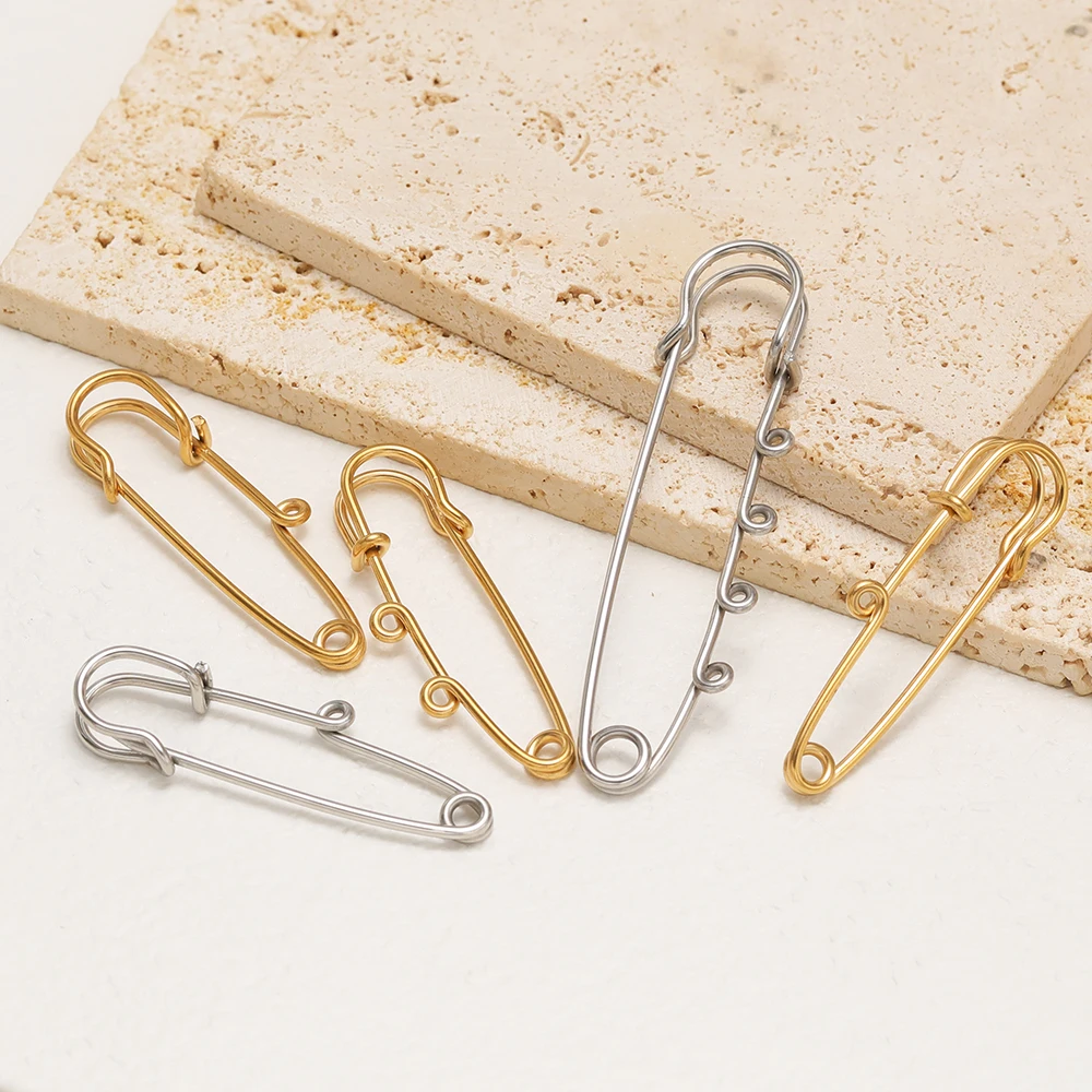 5 Stück Sicherheitsnadeln aus Edelstahl, 4 Reifenverschlüsse für DIY-Schmuckherstellung, Bekleidungszubehör, Broschen und Accessoires – Detail 5