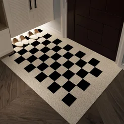 Modern Chessboard Grid Welcome Entrance Doormat Anti-slip PVC Floor Mats Entryway Porch Hallway Home Decor Dust Removal Carpet