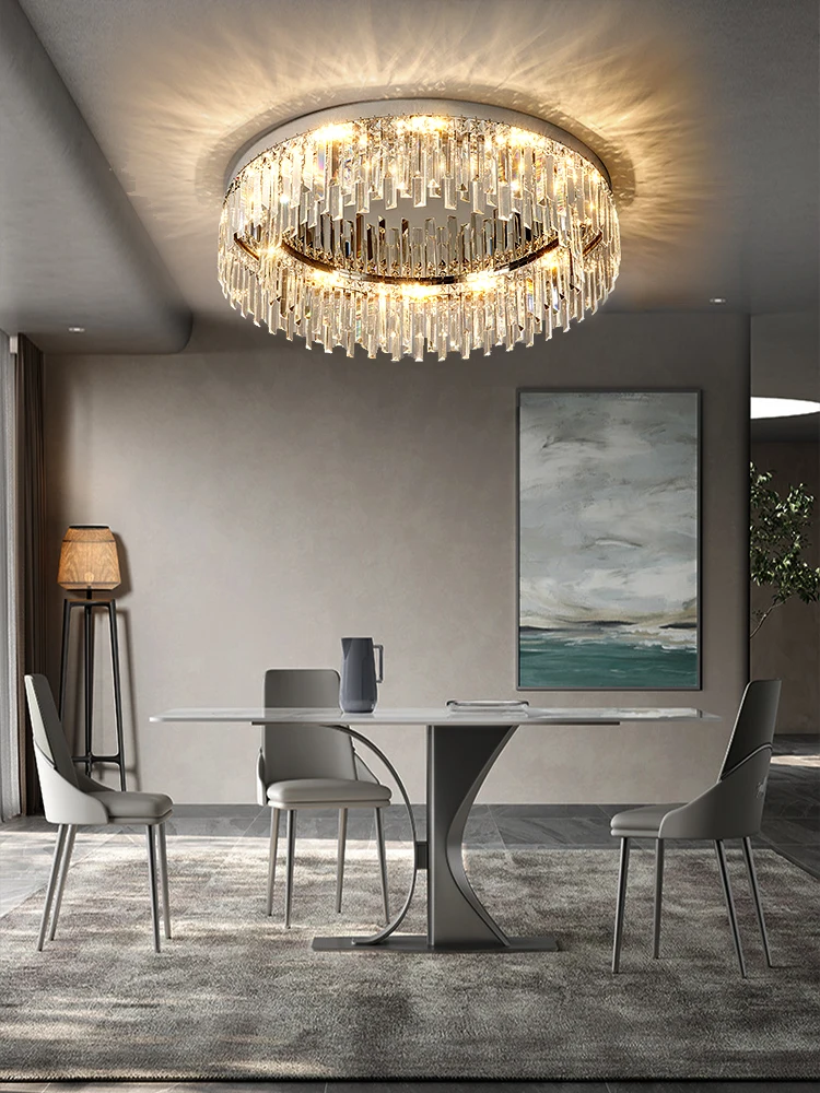 Luxury Crystal Round Ceiling Lights New Lampara Techo for Home Decor Modern LED Lighting Fixture Lamps for Living Room Lustres