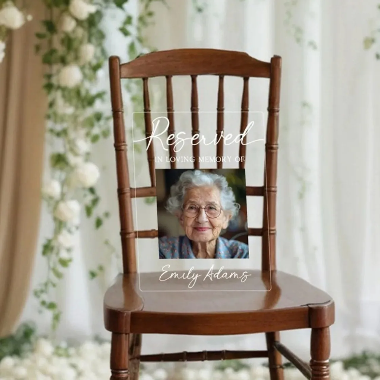 

Personalized Memorial Acrylic Sign: Reserved Memorial Plaque for Wedding, In Loving Memory Sympathy Gift