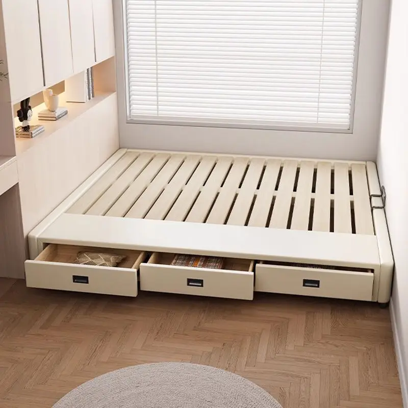 Scaffale da letto in legno massello tatami personalizzabile, cassetto scheletrato, senza comodino, piccolo appartamento