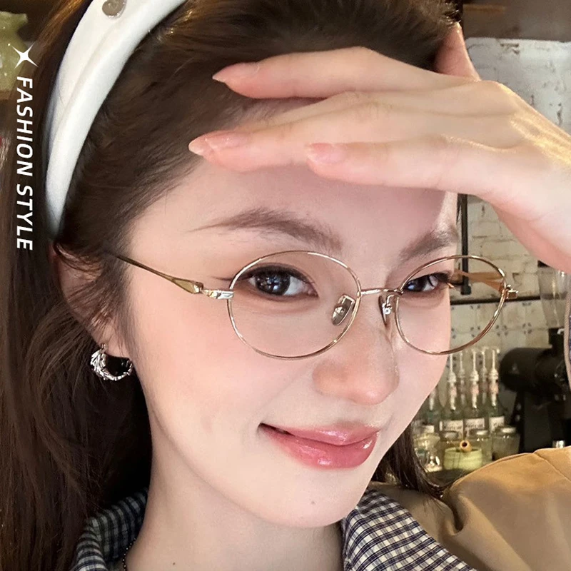 Luxury Gold-Threaded Glasses Frame Ultra-Lightweight Titanium Eyeglasses Women's Retro Fashion Designer-Style Eyewear