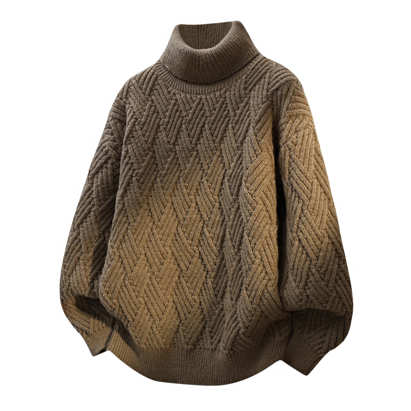 Autumn Winter Men's Turtleneck Commuter Simple Off-White Black Knitted Sweater Warm Loose Casual Red Green Gray Velvet Sweater