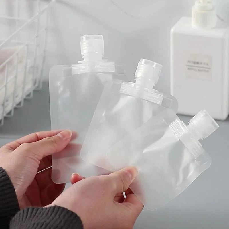 Travel Bottles Empty Squeeze Bag Refillable Lotion Dispenser Bag Shampoo Toiletries Liquid Cosmetic Container Storage Pouch 5Pcs