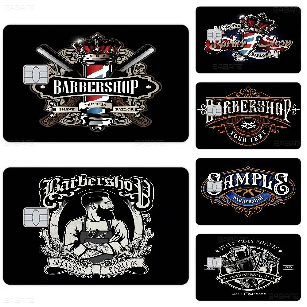 Vintage Sign Expert Barber Shop Anmie Sticker Film Skin Cover for Credit Card Debit Bank Card Front