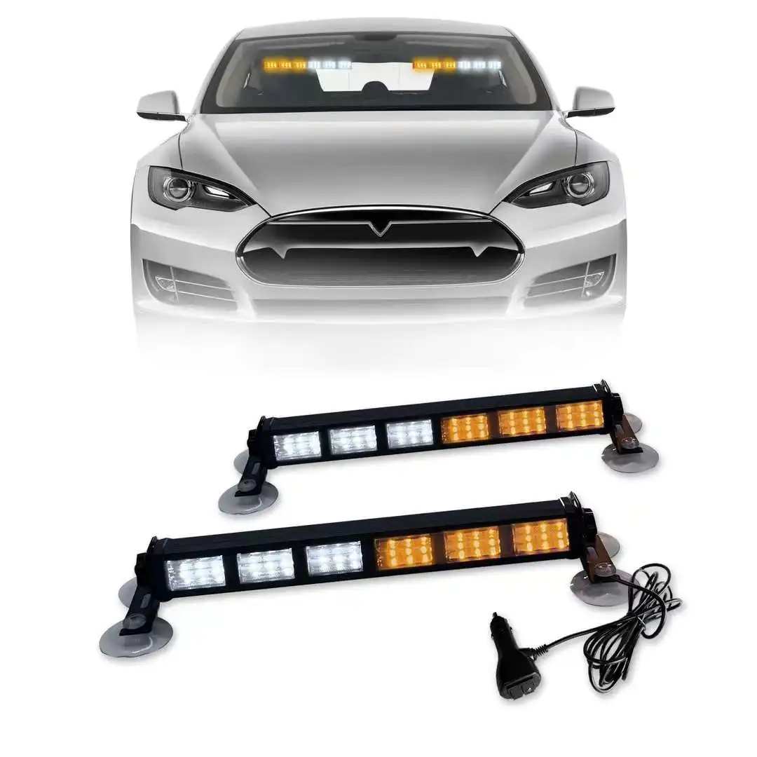 2 In 1 Emergency Strobe Light Traffic Advisor Light Bar LED Safety Warning Light Windshield Dashboard Strobe Light For Vehicles