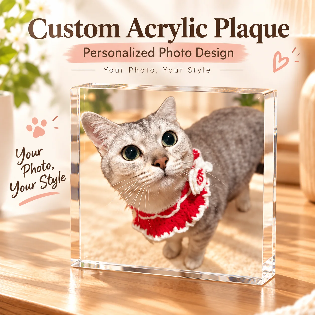 Custom DecorationTransparent Acrylic Photo Stand Personalized Picture Collage Tabletop Decor Custom Memory Keepsake Gift