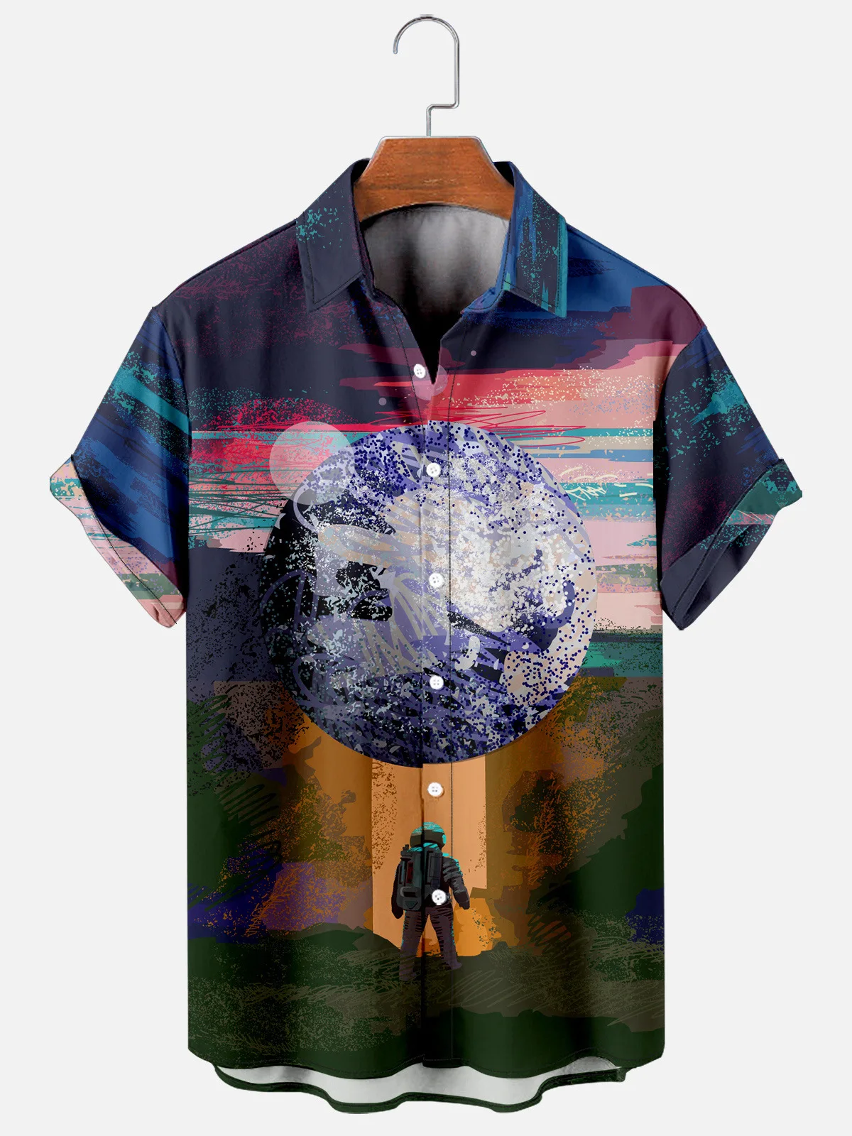 เสื้อแฟชั่นสำหรับผู้ชายลายฮาราจูกุเสื้อลายดวงดาวและจักรวาลเสื้อแฟชั่นดีไซน์เนอร์แขนสั้นพิมพ์3D เสื้อสไตล์ฮาวายสำหรับฤดูร้อน