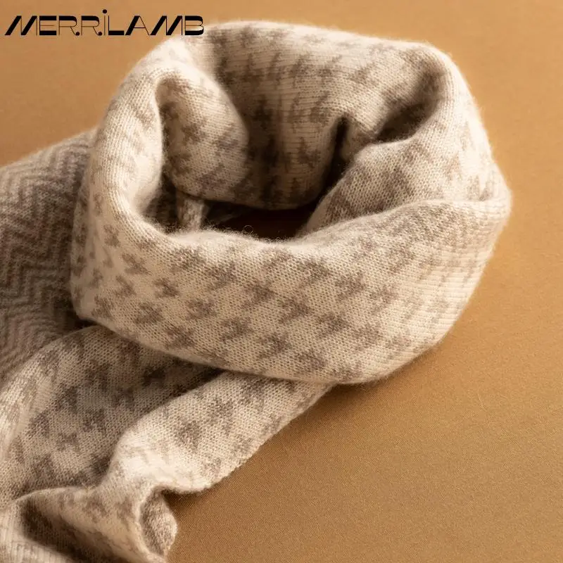 MERRILAMB New High Quality 100% Pure Cashmere Women Scarf Winter Fashion Keep Warm Knitted Pattern Long Scarves 160*30