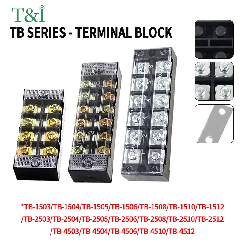 Dual Row Barrier Screw Terminal Block Wire Barrier Td-1520 Tb-1512 Terminal 15A 25A 45A High Current Full Copper Terminal Seat