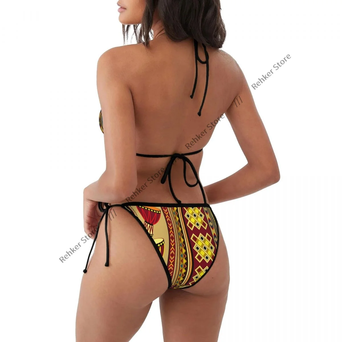 Sexy Thong Bikini Mujer Swimwear Women African Drum Summer Beachwear - view 2